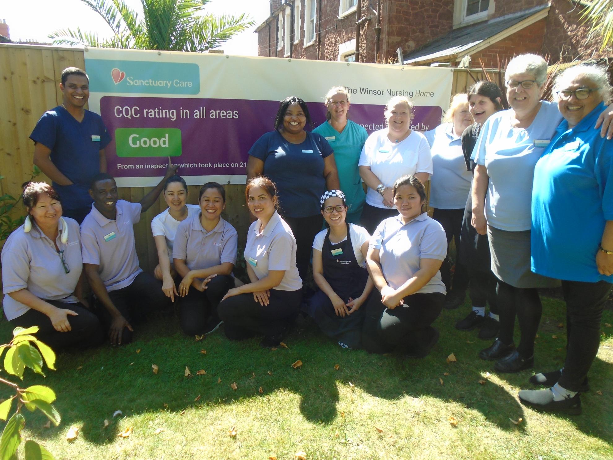 The team at The Winsor, our nursing home in Minehead, celebrate their Good CQC rating 
